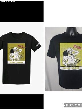 Mens Toei Animation One Piece Usopp Wano Portrait Graphic Tee Shirt Black Size S